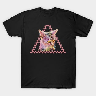 Pink cat in a triangle T-Shirt